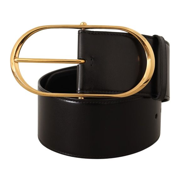 Dolce & Gabbana Black Leather Classic Metal Oval Buckle Belt main image 0